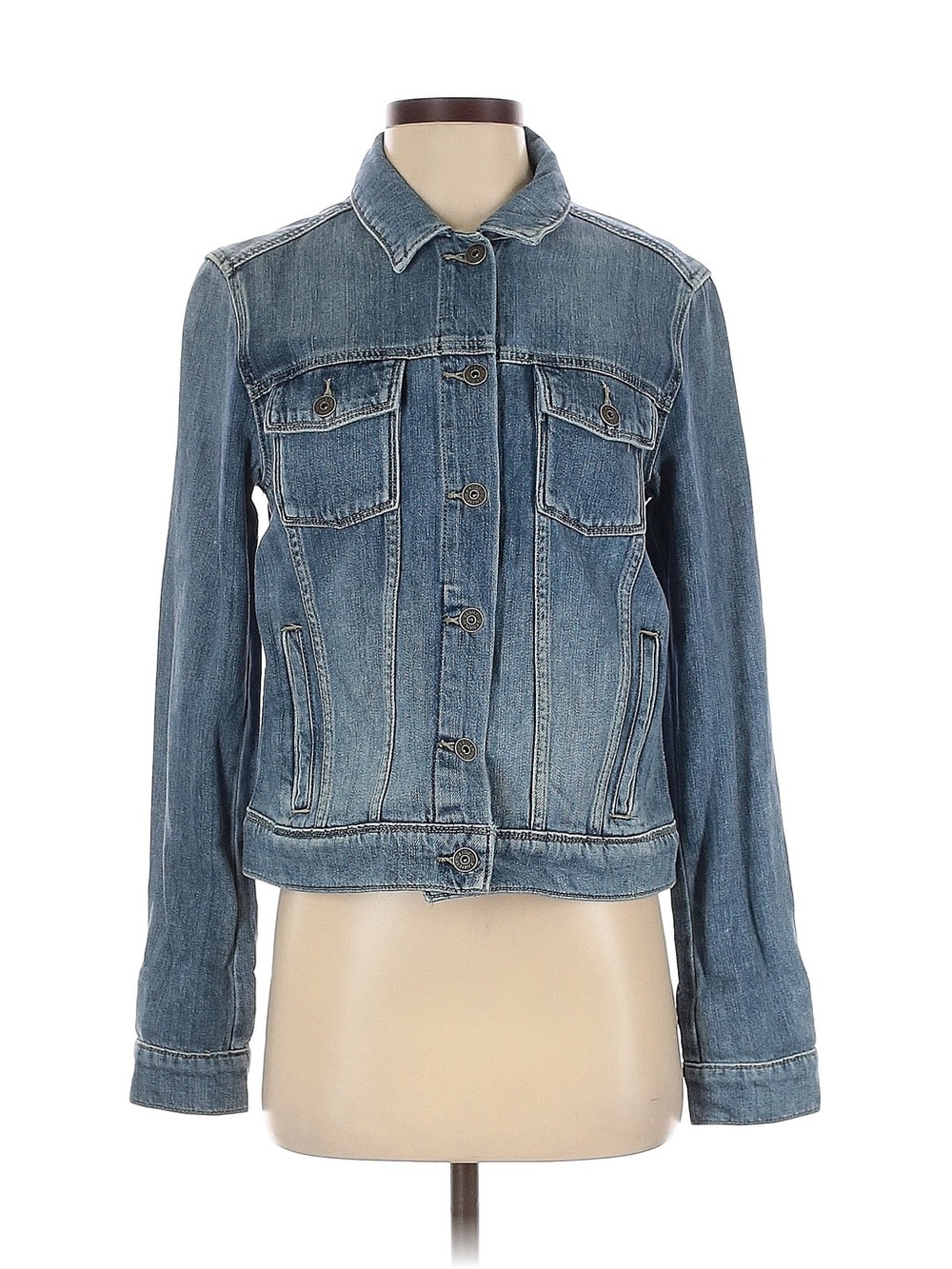 PAIGE Faded Blue Denim Trucker Jacket - Women